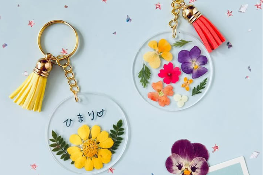 押し花キーホルダー